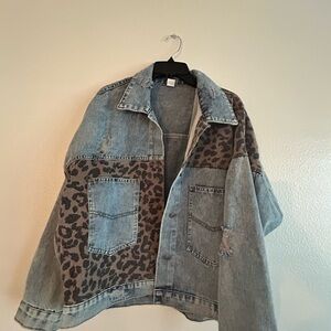 Leopard Print Denim Jacket